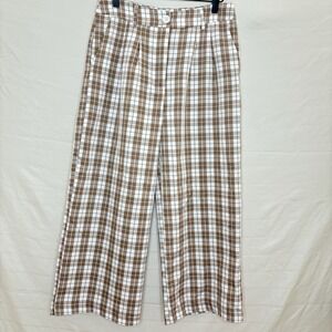 Princess Polly Plaid Pants 6 Beige Straight Stretch Academia Preppy Twee